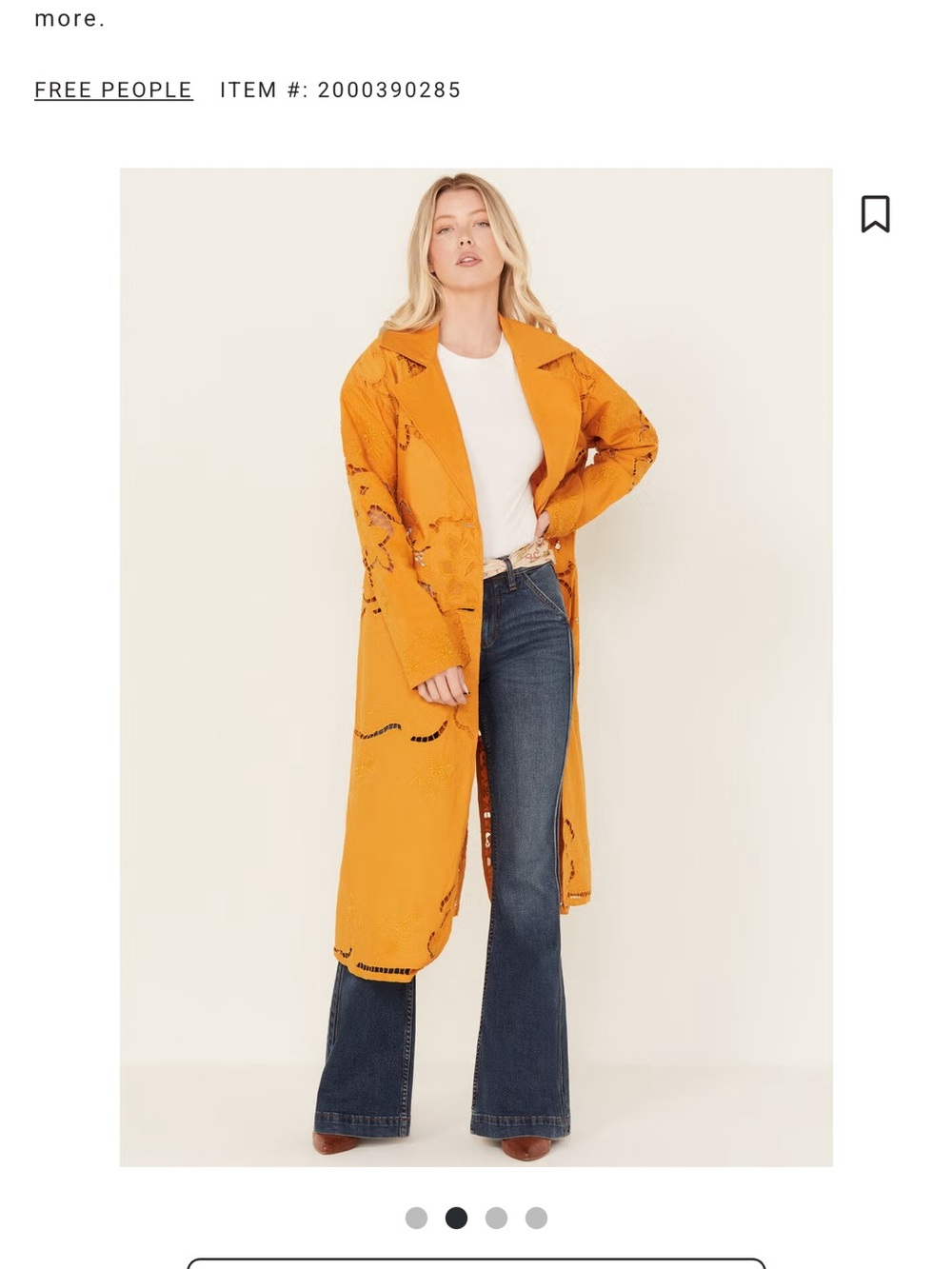 Free People Susana Mustard Yellow Cutout Festival Statement Duster Large USED - Picture 16 of 16